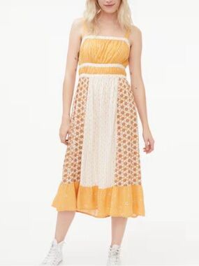 Aeropostale Colorblocked Mixed-Print Tie-Back Midi Dress - Large